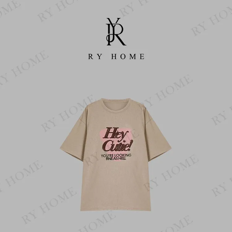 【容雨RYHOME】设计感字母印花圆领短袖T恤252T2108