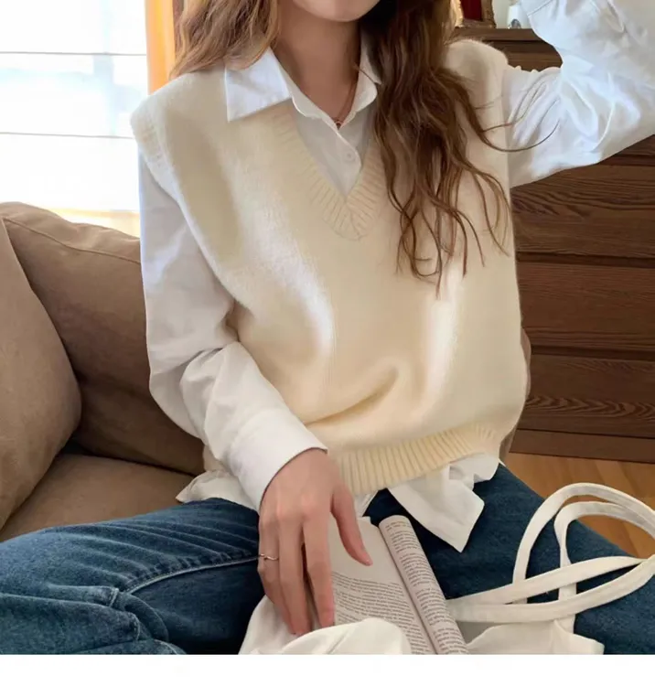 高端轻奢澳洲羊毛女款针织马甲韩版外穿网红坎肩百搭时尚无袖毛衣