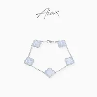 AIAX 925银 镀K金 法式经典轻奢幸运五花四叶手链TSS7179