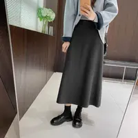 IMFLY金小金自制女装 半身裙DYQ797秋冬款A字裙摆毛呢半身裙