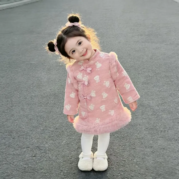 旗袍唐装女童中式新款公主风冬装宝宝国风棉服周岁礼服汉服拜年