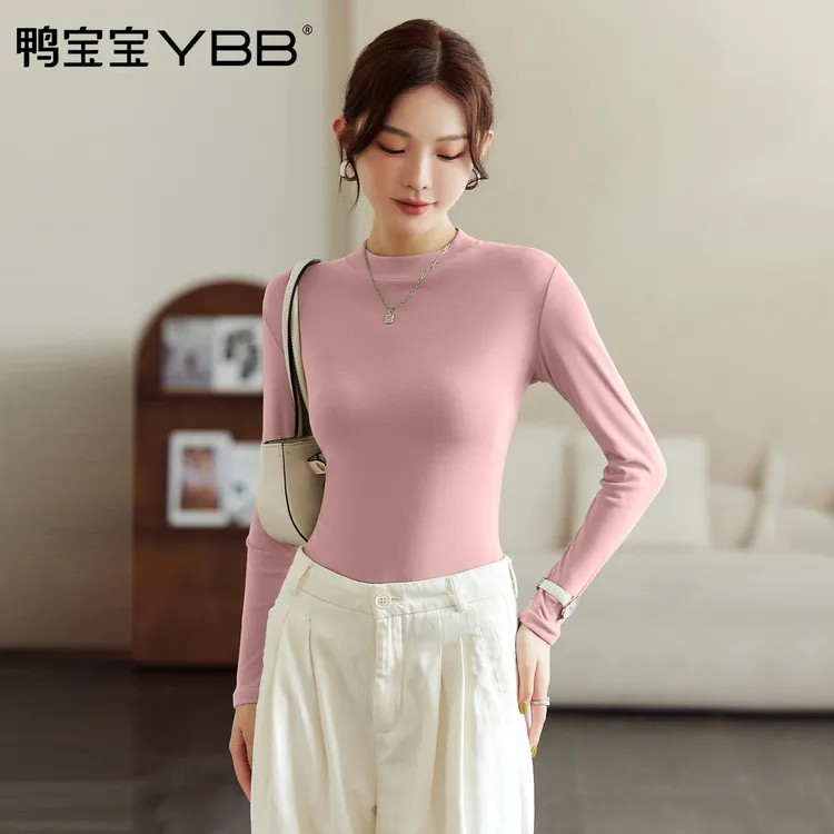 YBB/鸭宝宝2025新款打底衫保暖修身长袖T恤早秋内搭男女同款上衣