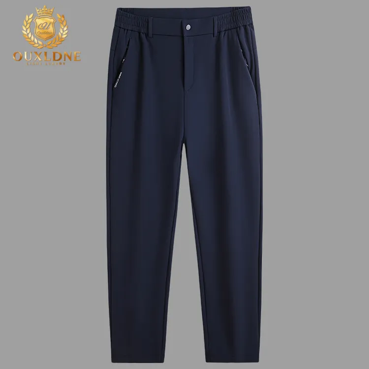 OUXLDNE 大码休闲裤男士松紧腰长裤秋冬男裤加大码胖子宽松直筒裤