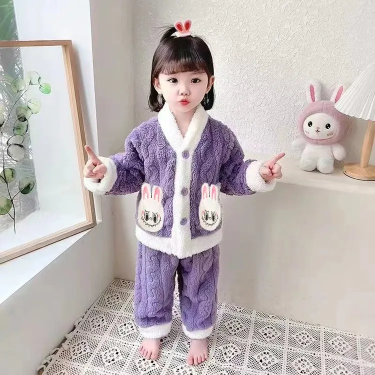 拉布布爆款家居服1-10岁睡衣加厚洋气超萌可爱女宝冬季套拉布布