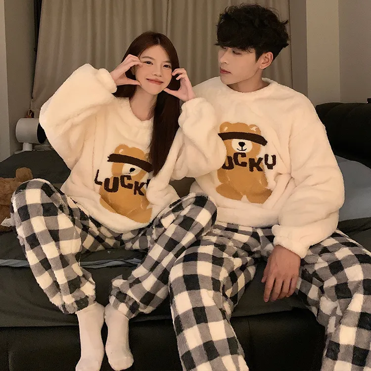 情侣睡衣珊瑚绒女秋冬季一男一女2025年新爆款男士冬天家居服套装