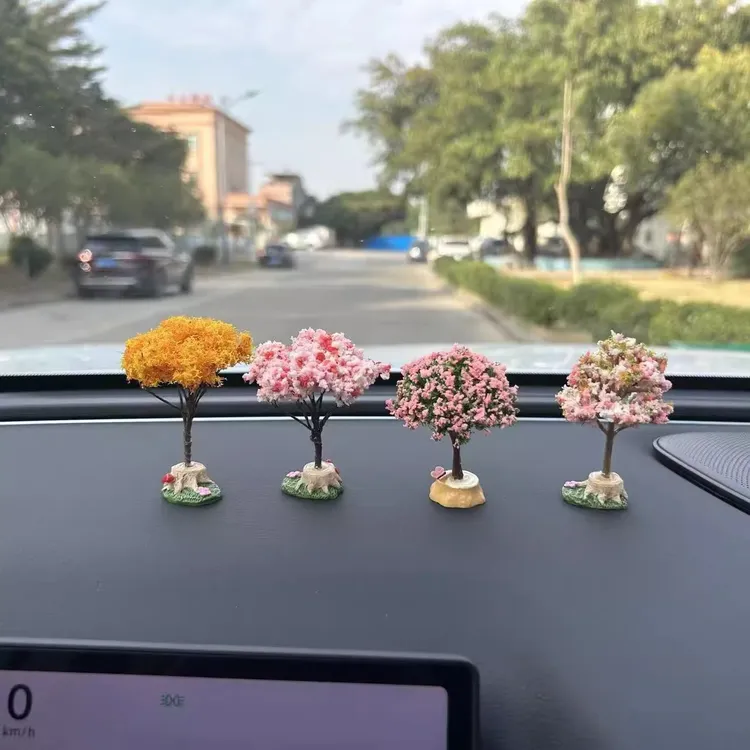 创意汽车中控台摆件仿真花树可爱女生车载装饰