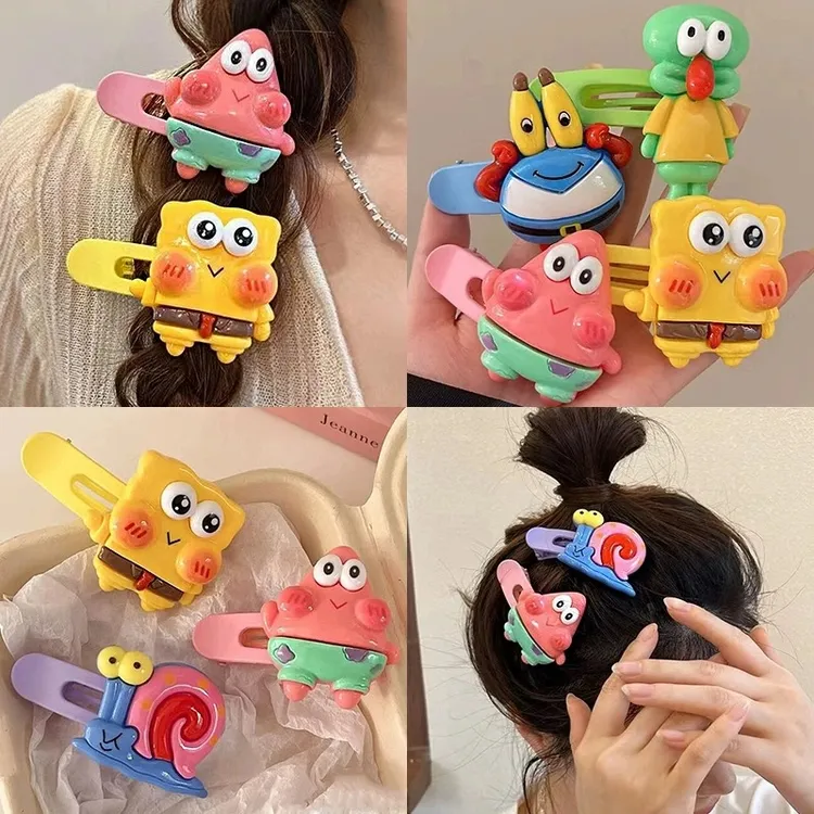 可爱卡通海绵宝宝发夹女派大星发卡侧边夹子鸭嘴可爱百搭卡通好看
