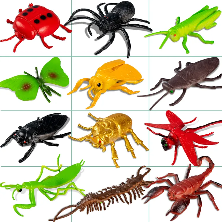 儿童仿真昆虫模型动物玩具蜜蜂独仙角蝴蝶草蜢螳螂七星瓢虫礼物