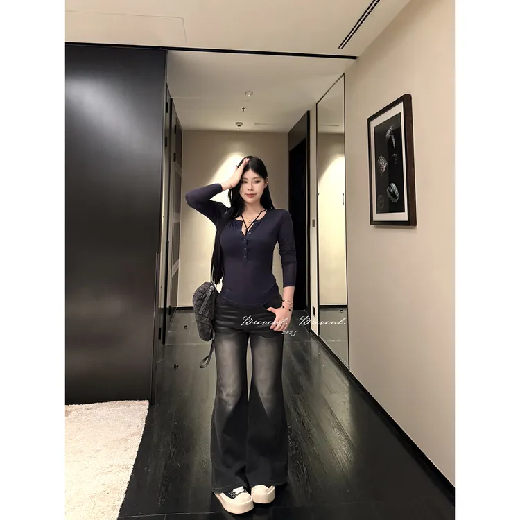 黑泽玄七“万人漫腿裤”早秋微胖梨妹怒赞超模版型~ 大师牛仔系列女