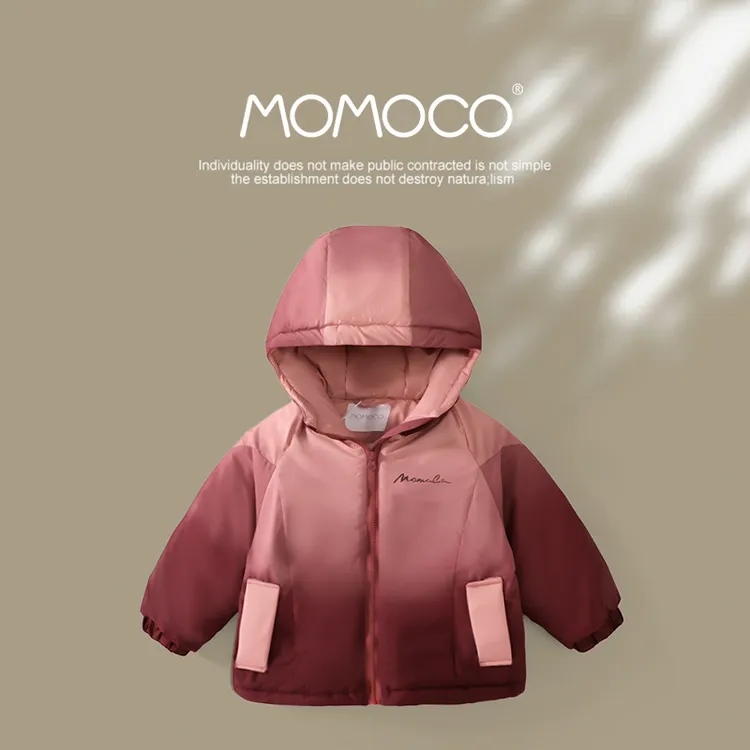 MOMOCO冬季新款男童休闲时尚渐变连帽加棉外套75430101028