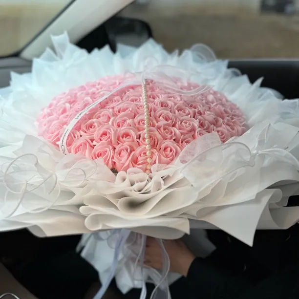 99朵粉玫瑰香皂永生花订婚生日花束送女朋友老婆送老师妈妈大花束