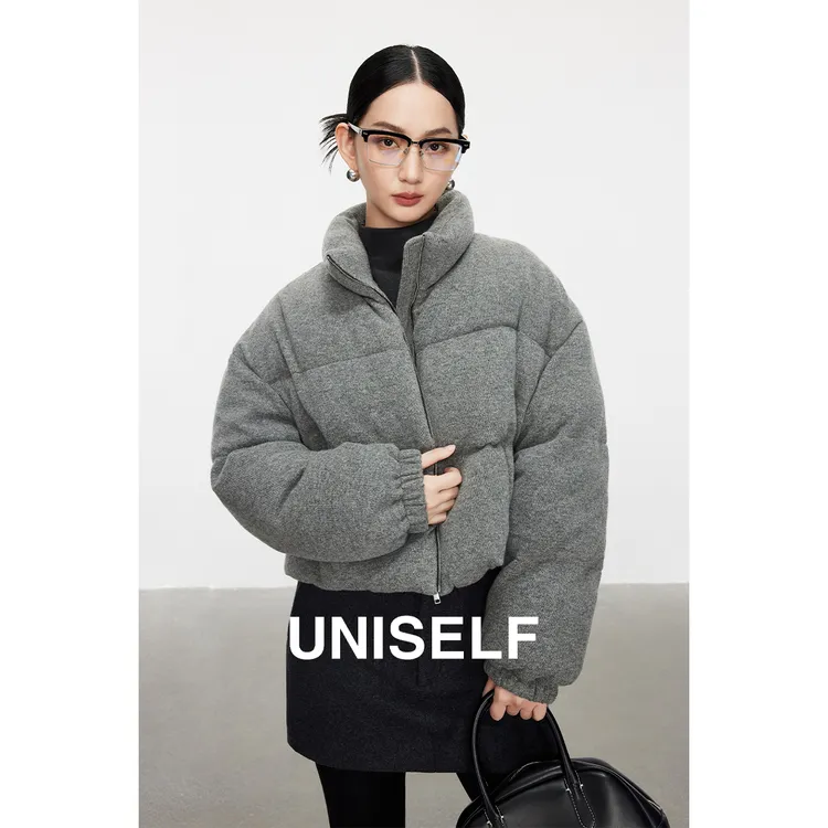 【周周专属】UNISELF美式短款白鹅绒面包服女2025冬季新款百搭羽绒服101041