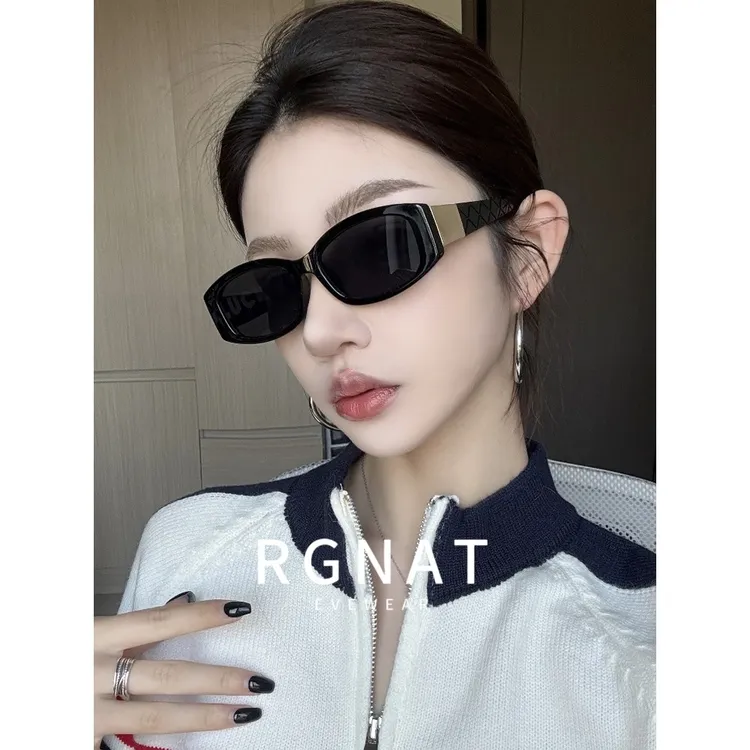 RGNAT复古高级网感猫眼墨镜女方圆脸显瘦欧美金边轻奢百搭太阳镜
