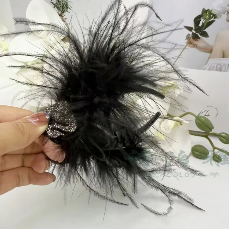 诗泊雅 小天鹅羽毛抓夹鸵鸟毛丸子头丸子夹商品图