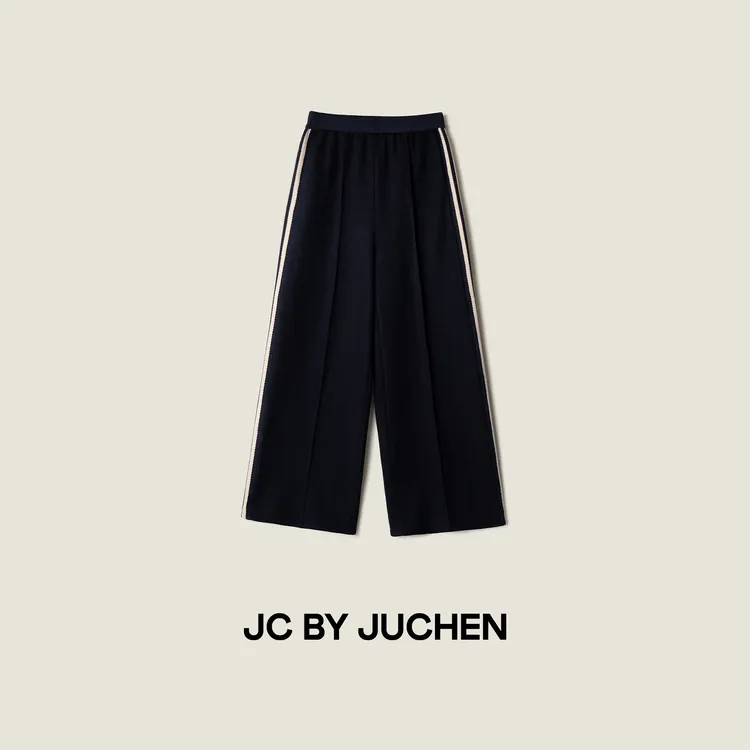 侧章校服裤！秋冬重磅羊毛呢肌理加厚舒适拼接直筒休闲裤FW085148