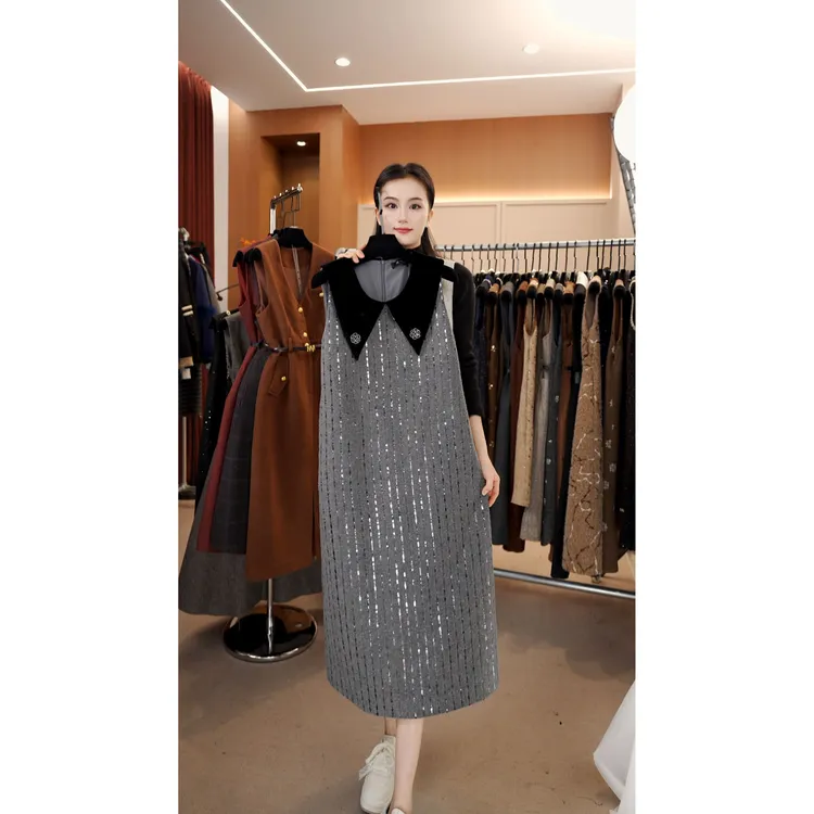 【宠粉价】小香风轻奢时尚气质无袖设计连衣裙NH-WX096