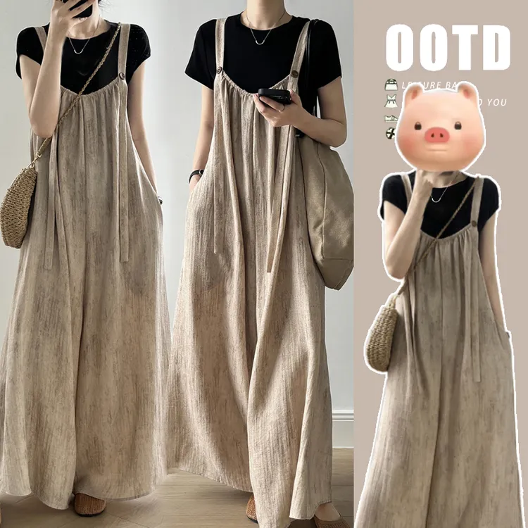 孕妇装夏季孕妇背带裤2025新款套装宽松时尚可调节套头韩版慵懒风