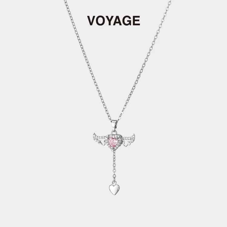 钛钢项链 天使翅膀爱心项链女款丘比特之心轻奢小众闺蜜配饰饰品