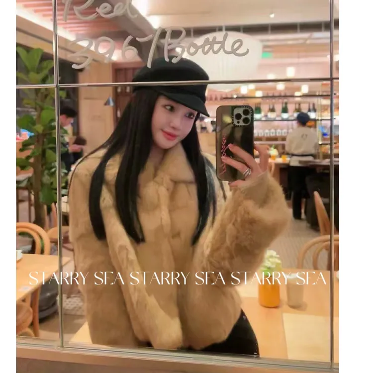 PP  时髦欧尼 顺软兔毛 版型超好冬季舒适保暖毛毛外套#PP0337SY