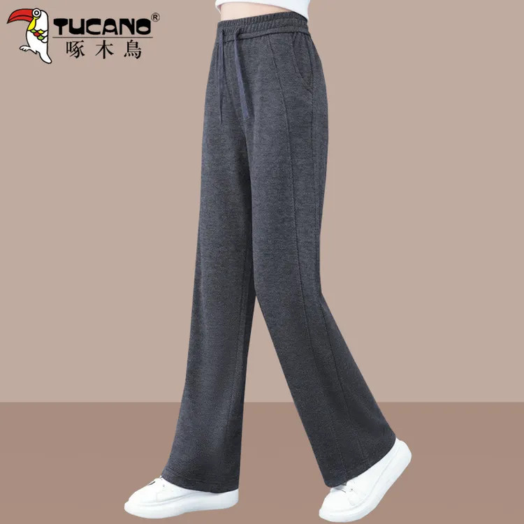 【官方品牌】啄木鳥窄版直筒裤女裤春秋2026新款显瘦百搭时尚休闲裤