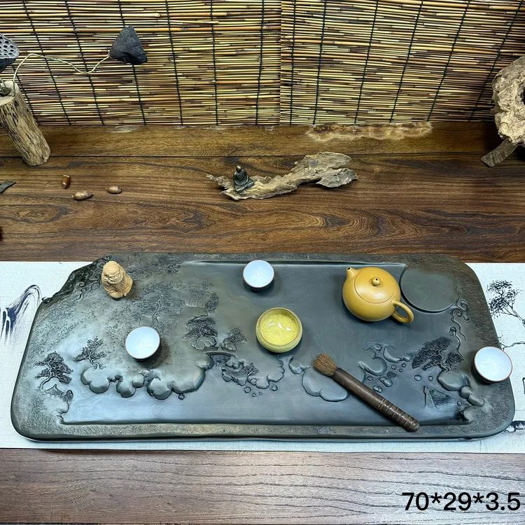 【松村渔桥】歙砚石茶盘原石手工雕刻原产地之乡婺源源头工厂直销