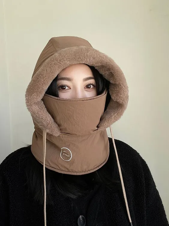 冬天加厚骑车保暖面罩男女电动车头盔内胆帽滑雪雷锋帽子围脖一体