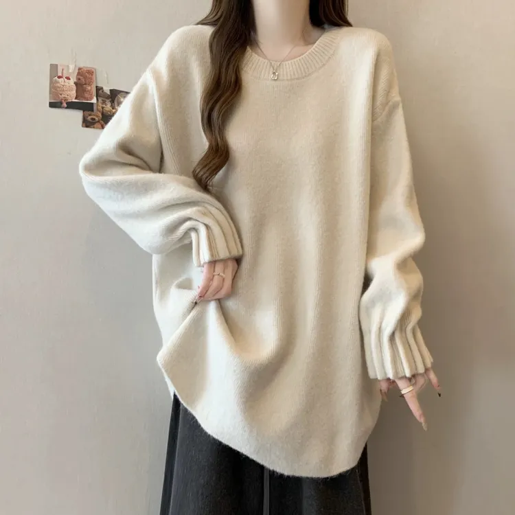 【大眼妹儿专属】2025冬季新款多巴胺圆领毛衣cc1819