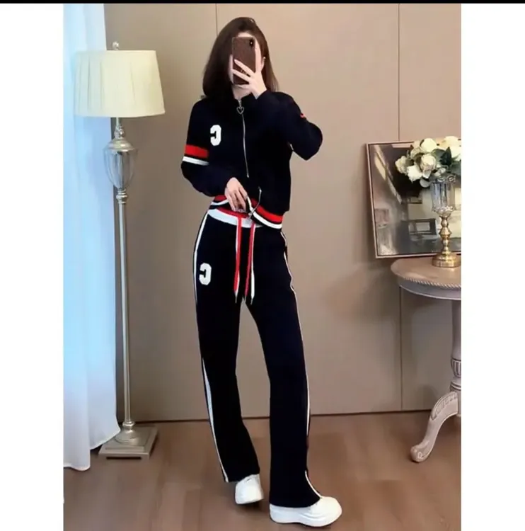 【有运费险】休闲时尚运动套装女秋季新款洋气显瘦高腰阔腿裤两件套