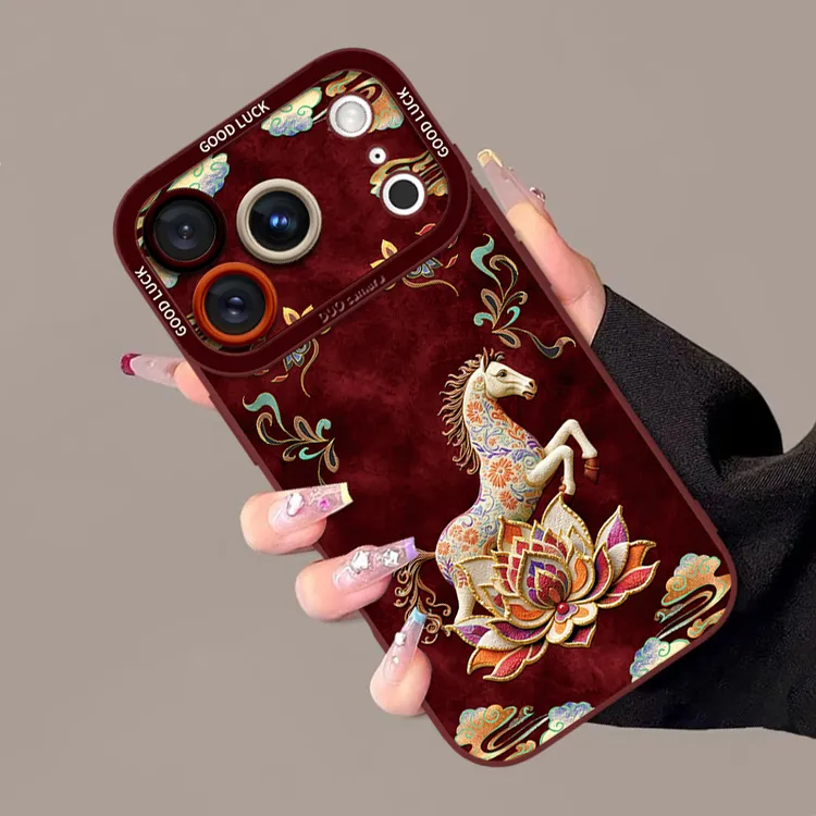 敦煌莲花骏马适用苹果17promax手机壳新款iphone16pro复古防摔15