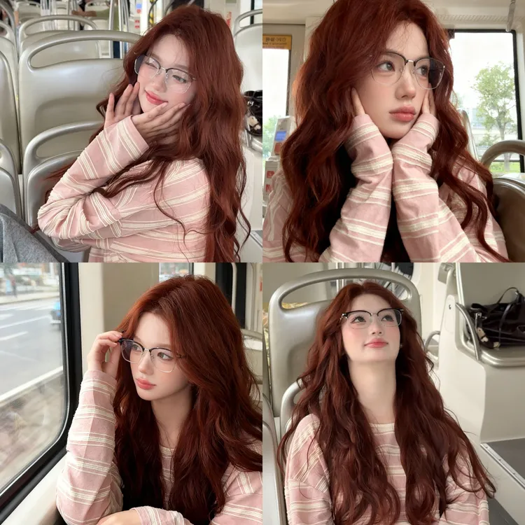 新工艺花瓣前额蕾丝弹力网红棕色长头皮高层次卷发240g70cmPJZ189