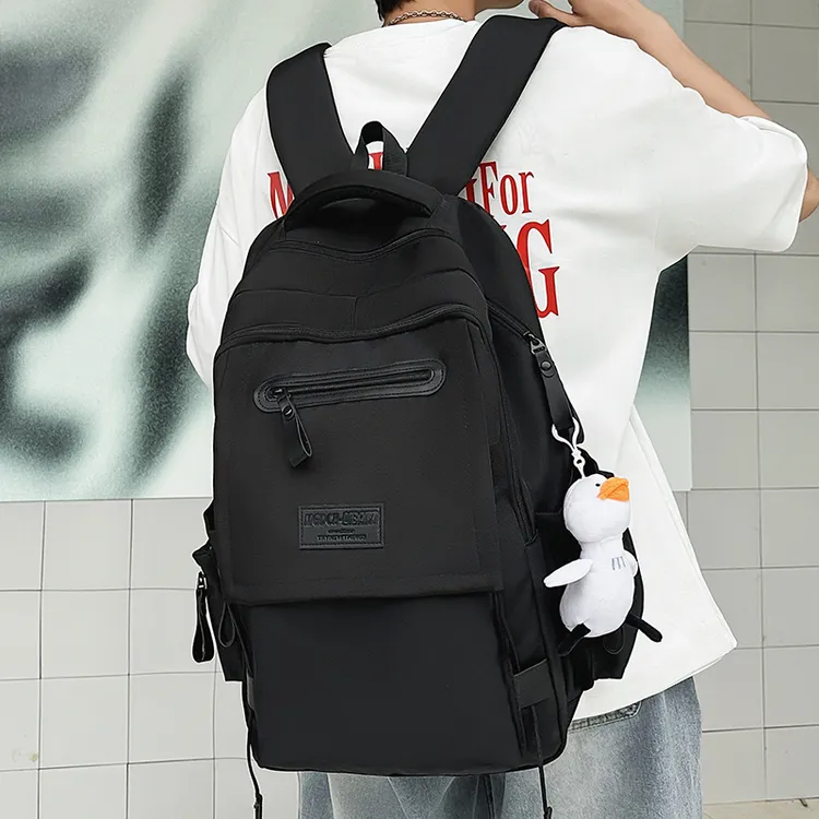 书包男初中生高颜值ins风小众户外双肩包中学生纯色大容量背包女