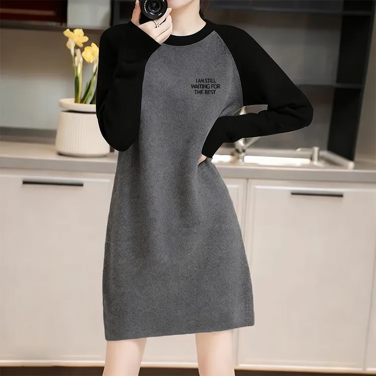 秋冬中长款磨毛加厚长袖T恤女搭配鲨鱼裤洋气叠穿遮屁股打底衫潮