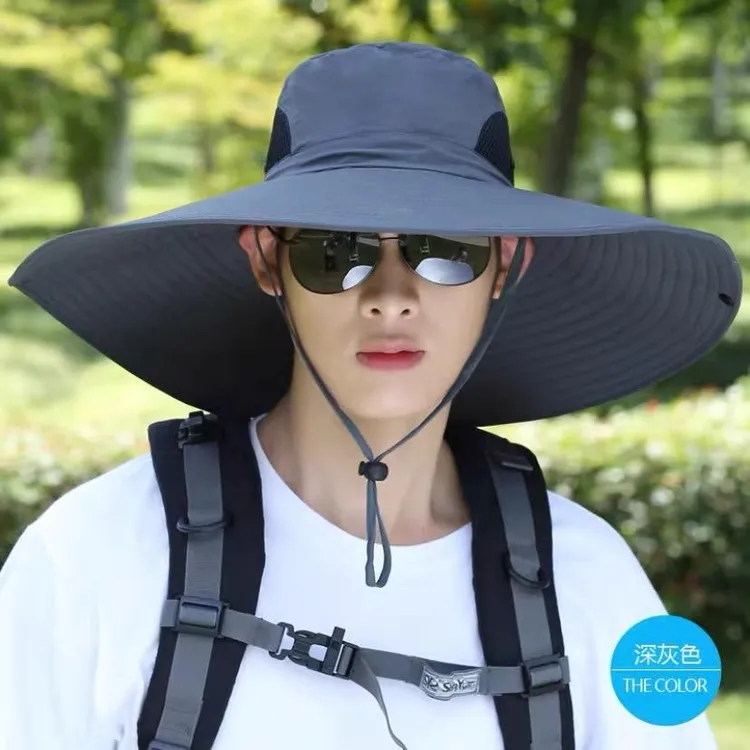防晒帽男士夏季遮阳帽户外登山钓鱼防紫外线渔夫太阳帽子大帽檐