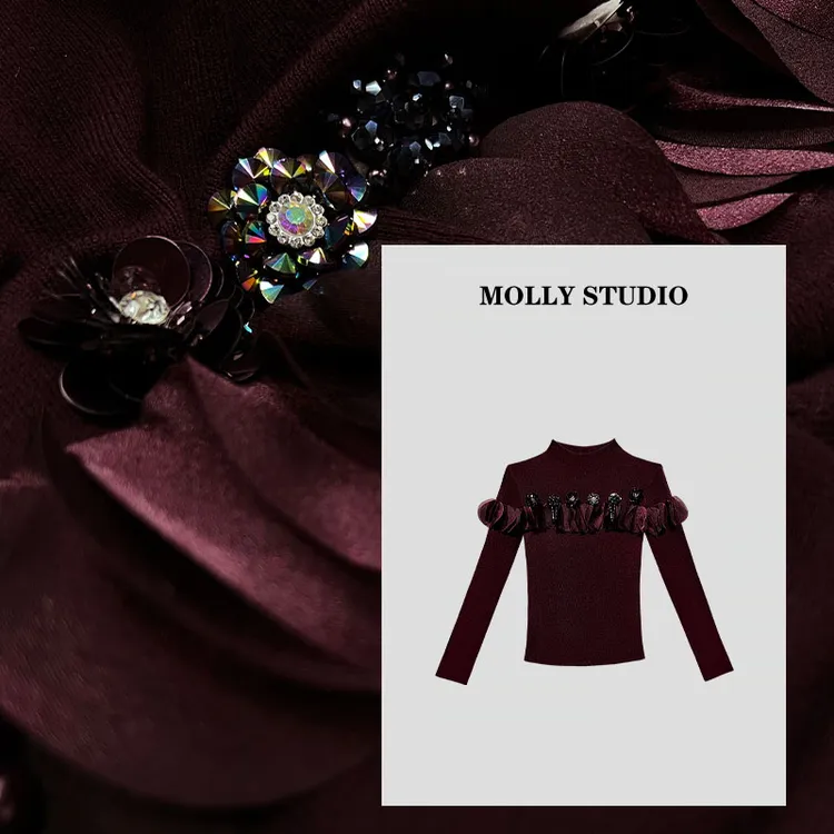 【罗兰魅力】Molly 时尚气质显瘦轻奢重工优雅 毛衣上衣 M2025870