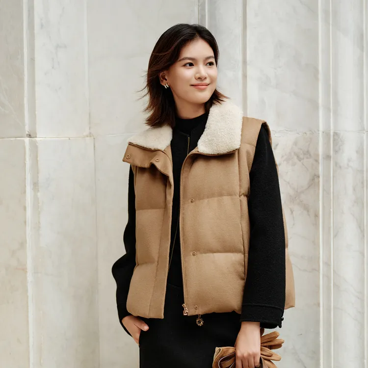 EP雅莹高端系列 时尚廓形立领白鹅绒羽绒马甲 秋冬新款Y004A