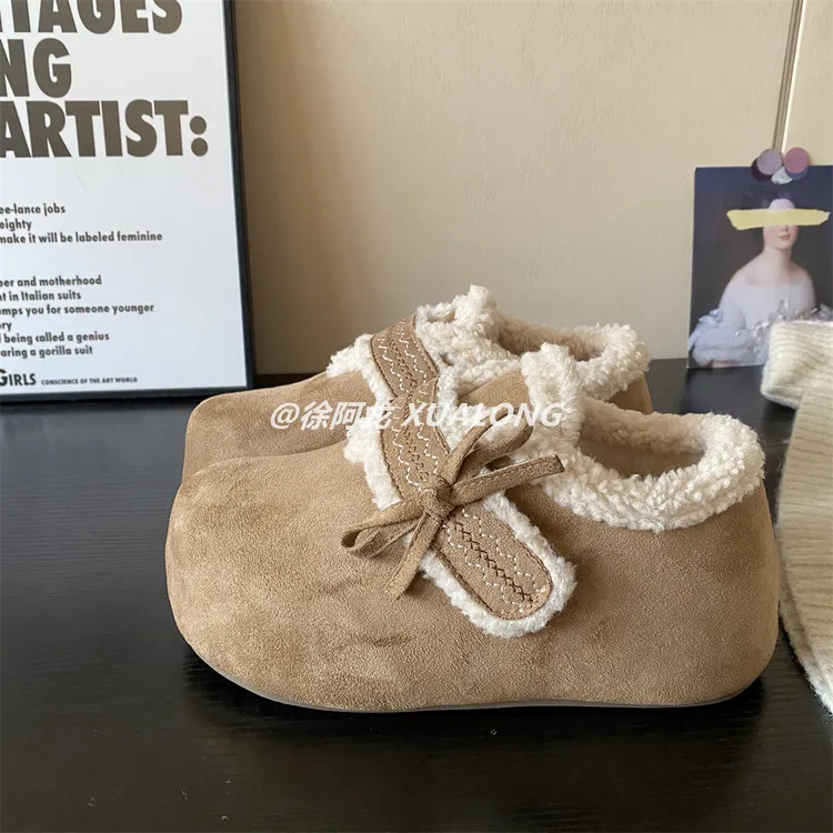 加绒保暖内增高勃肯鞋女2025冬新款加棉厚底一脚蹬懒人鞋勃肯棉鞋