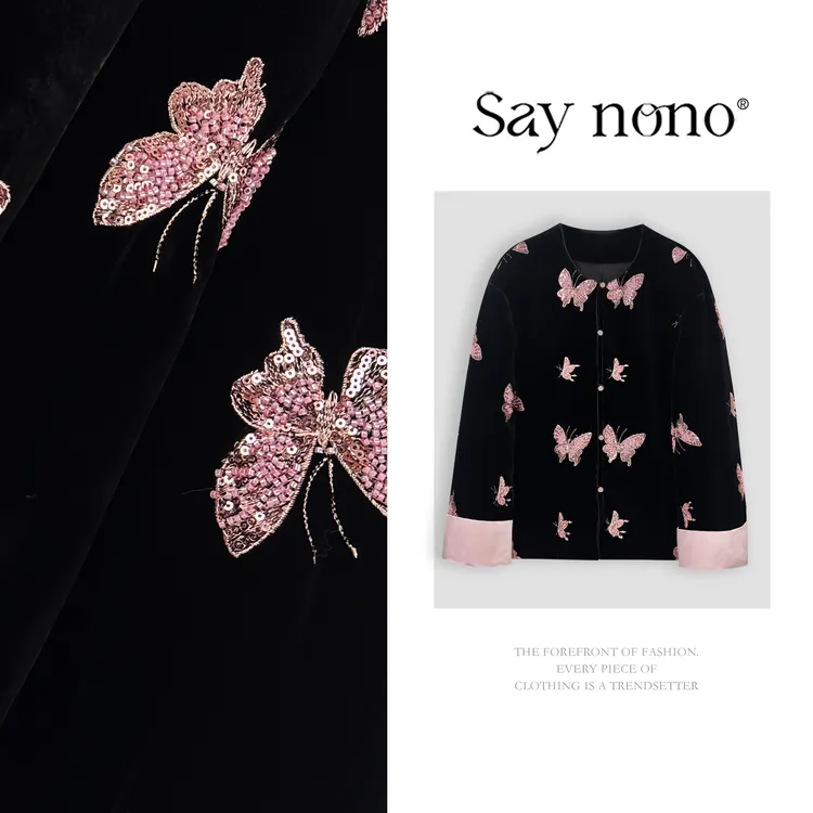懒猫nono│Saynono 「 蝶舞丝绒 」国风桑蚕丝刺绣外套 GS0827YY
