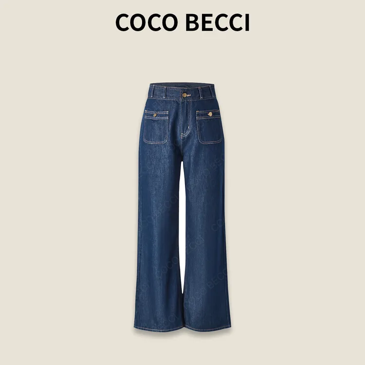 COCO BECCI【丹宁风潮】天丝混纺时尚水洗阔腿牛仔裤CFXYC262061
