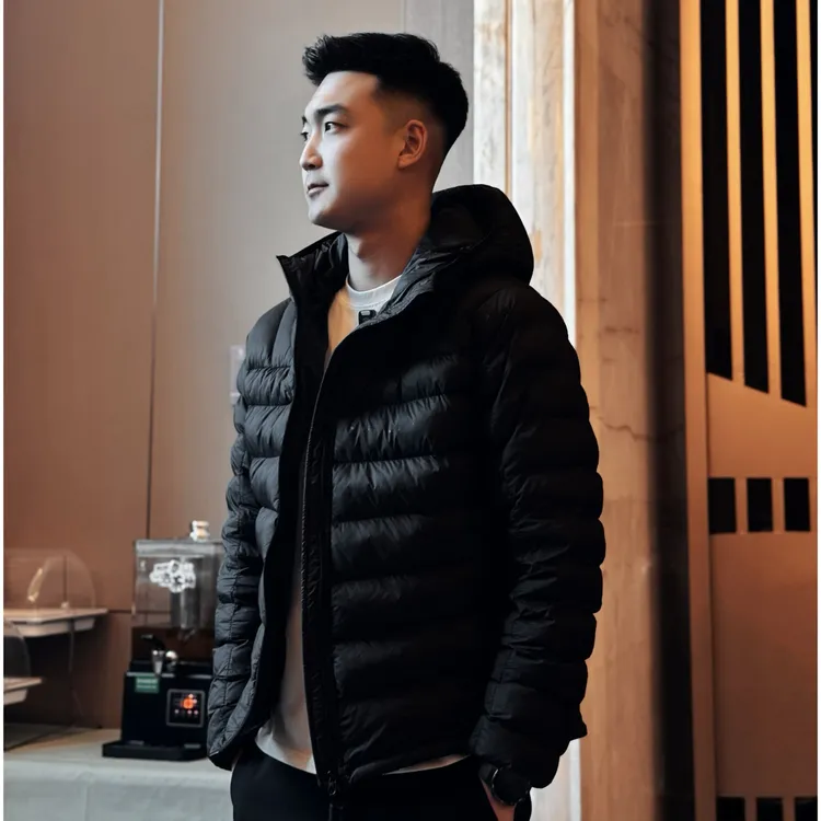 茑系排骨棉服750蓬秋冬户外连帽纯色通勤防泼水锁温抗皱外套