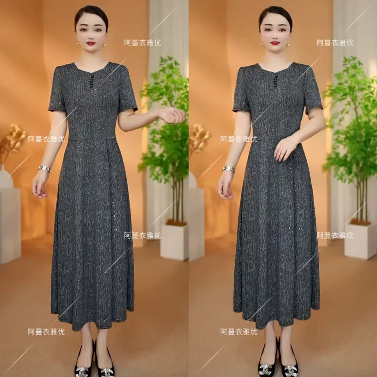 【衣雅严选】8068-2244#新款冰羽丝满天星气质显瘦特惠连衣裙