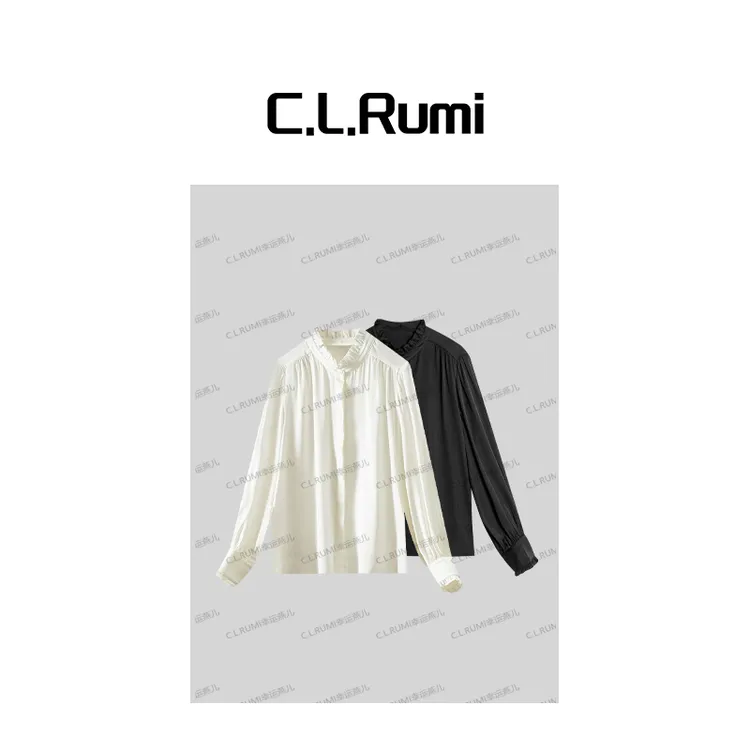  【Rumi时装】“蚕韵”25夏桑蚕丝轻薄宽松轻奢木耳边衬衫上衣7028cs