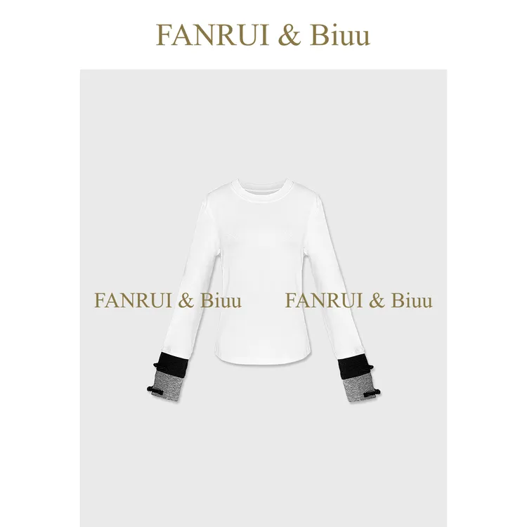 FANRUI/泛芮「袖畔简潮」重磅精梳棉莱赛尔时髦百搭打底上衣B19926
