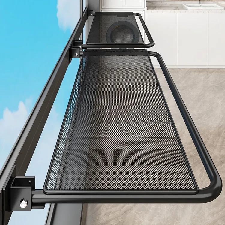 晾晒架金属家用阳台透气沥水隐形折叠晒衣架晒鞋架置物架收纳架子