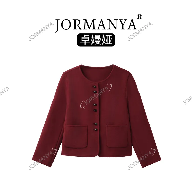 “焦糖咖啡”双面羊毛小香风秋冬小个子时尚百搭简约气质短外套Z908