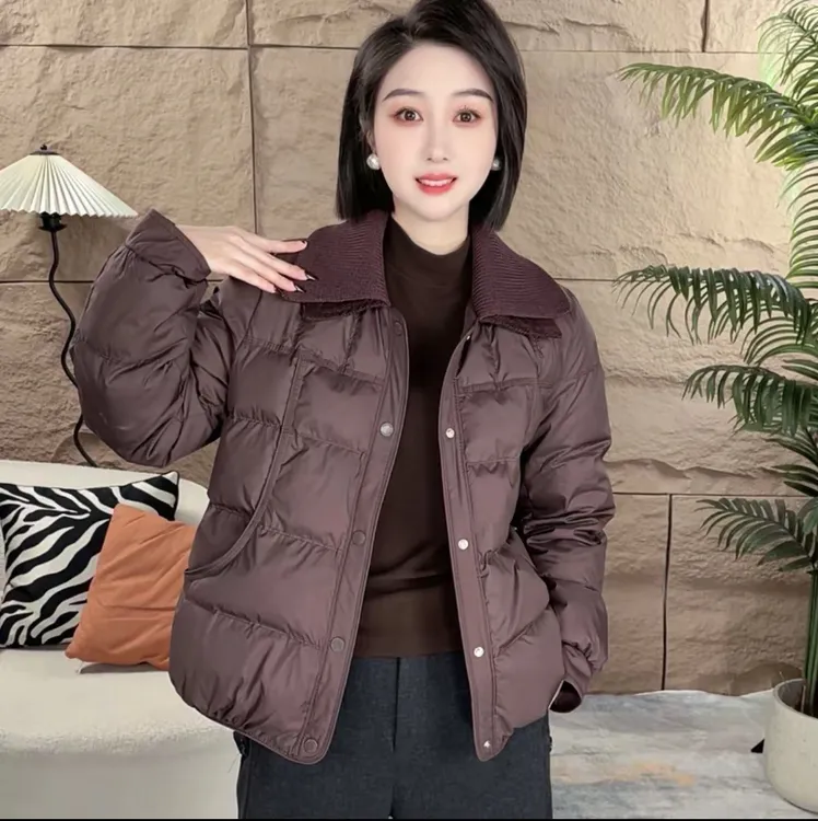 冬季加厚翻领拉链棉服中老年妈妈气质保暖冬装棉衣外套