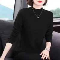 秋冬双面德绒上衣女长袖洋气妈妈装秋衣半高领女士保暖内搭打底衫
