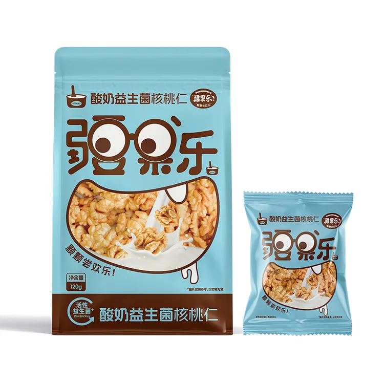 疆果乐酸奶益生菌核桃仁120g袋新疆炒货休闲零食干果袋