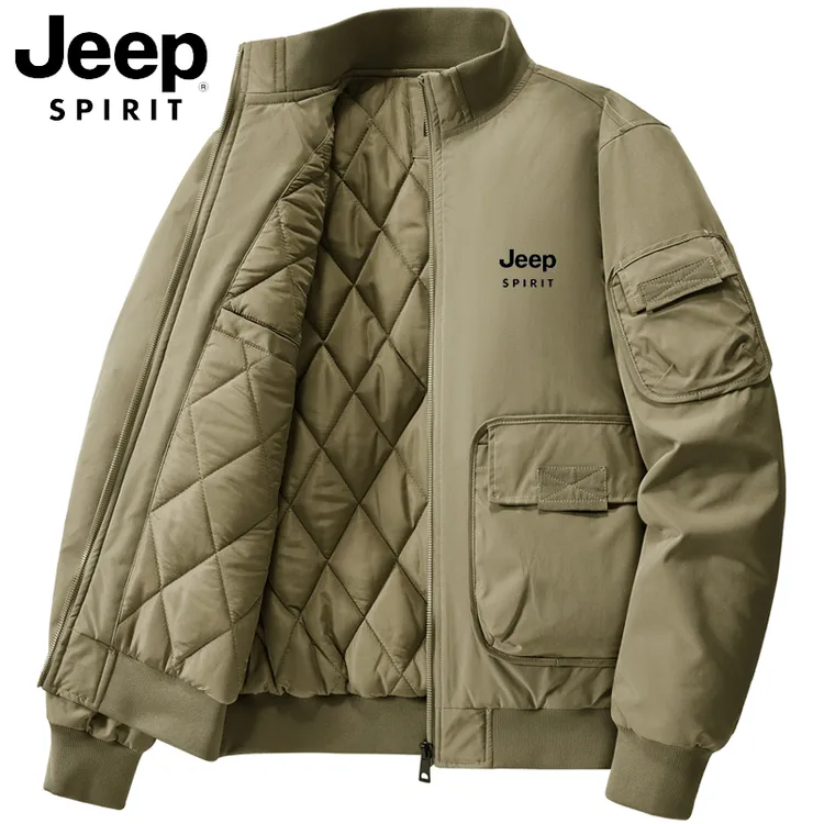 Jeep吉普秋冬季男美式工装外套青年外套棉服飞行多袋加棉夹克上衣
