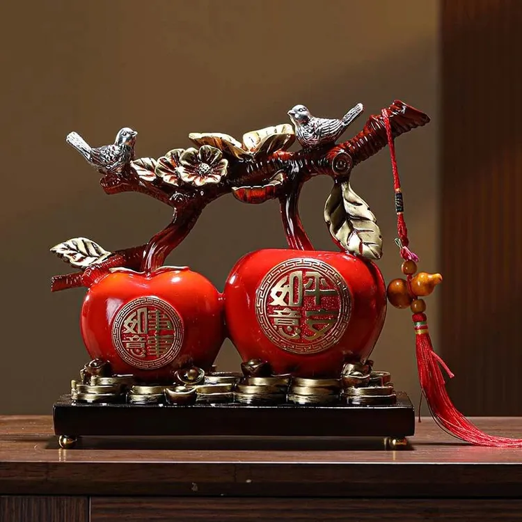 新中式平安喜乐苹果摆件创意家居客厅高档酒柜装饰品新房乔迁送礼