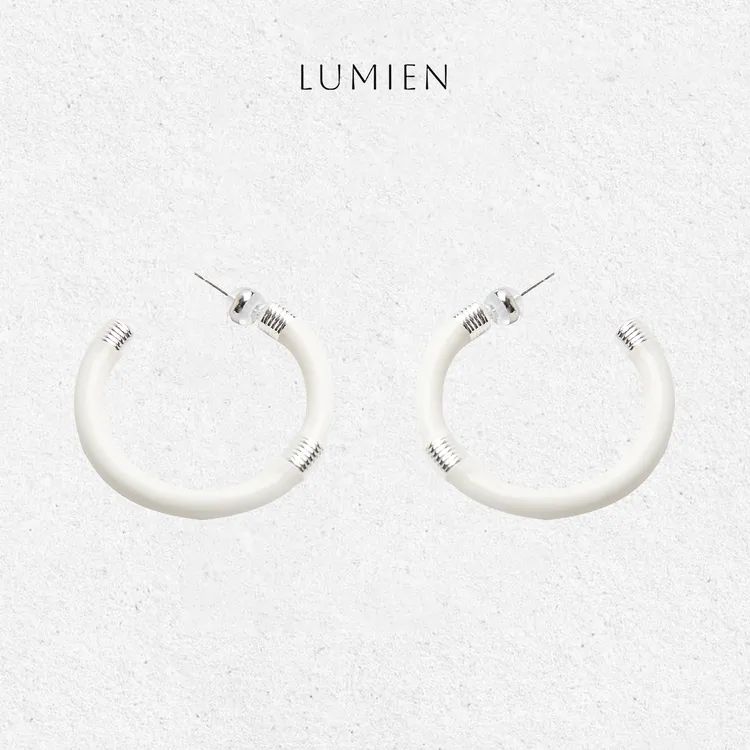 铜合金珐琅耳饰 “圆缺”白色釉面珐琅耳环LX5EAA41